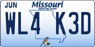 MO license plate WL4K3D