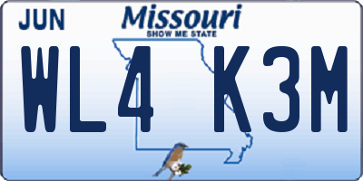 MO license plate WL4K3M