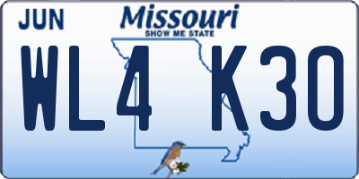 MO license plate WL4K3O