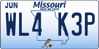 MO license plate WL4K3P