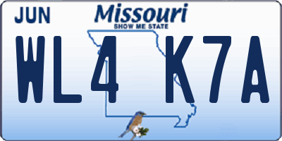 MO license plate WL4K7A