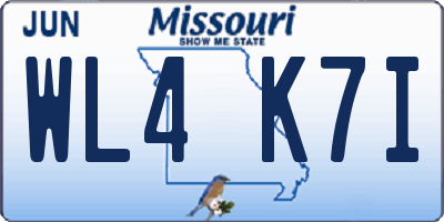 MO license plate WL4K7I