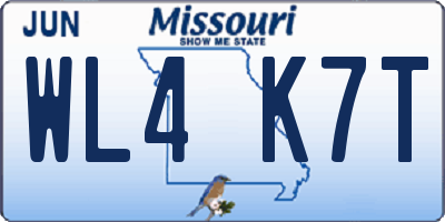 MO license plate WL4K7T