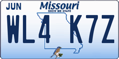 MO license plate WL4K7Z