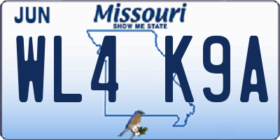MO license plate WL4K9A