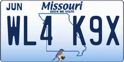 MO license plate WL4K9X