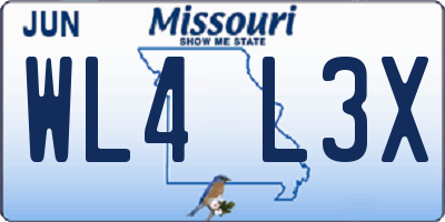 MO license plate WL4L3X