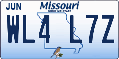 MO license plate WL4L7Z