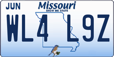 MO license plate WL4L9Z