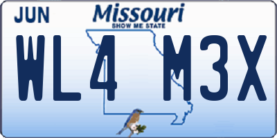 MO license plate WL4M3X