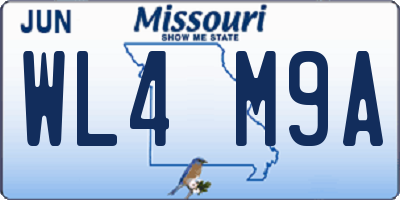 MO license plate WL4M9A