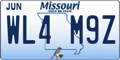 MO license plate WL4M9Z