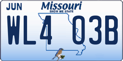 MO license plate WL4O3B