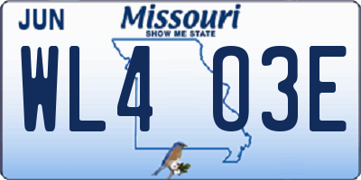MO license plate WL4O3E