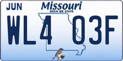 MO license plate WL4O3F