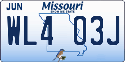 MO license plate WL4O3J