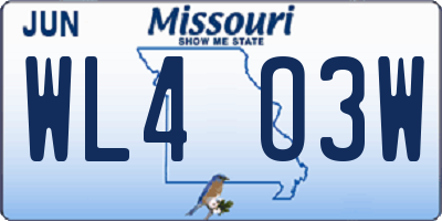 MO license plate WL4O3W