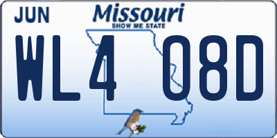 MO license plate WL4O8D