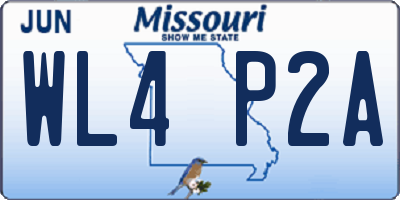 MO license plate WL4P2A