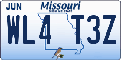 MO license plate WL4T3Z