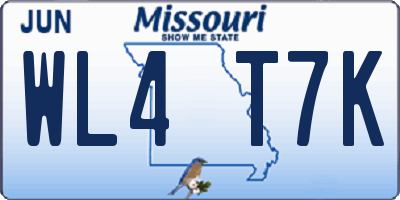 MO license plate WL4T7K