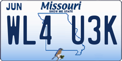 MO license plate WL4U3K