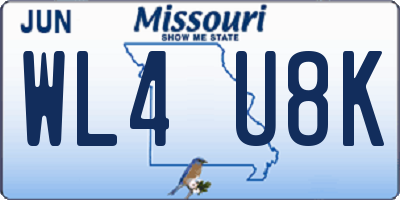 MO license plate WL4U8K