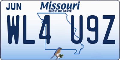 MO license plate WL4U9Z