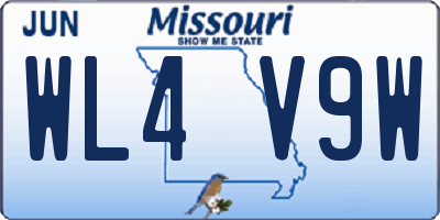 MO license plate WL4V9W