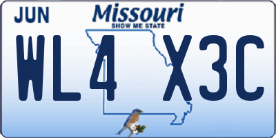 MO license plate WL4X3C