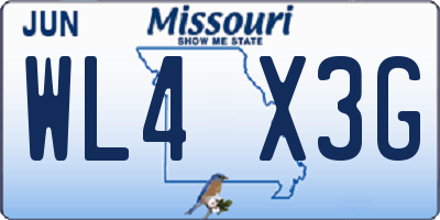 MO license plate WL4X3G