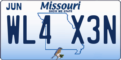 MO license plate WL4X3N