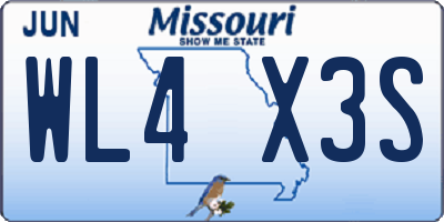MO license plate WL4X3S
