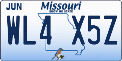 MO license plate WL4X5Z