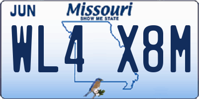 MO license plate WL4X8M