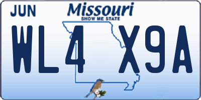 MO license plate WL4X9A