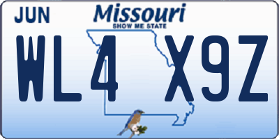 MO license plate WL4X9Z