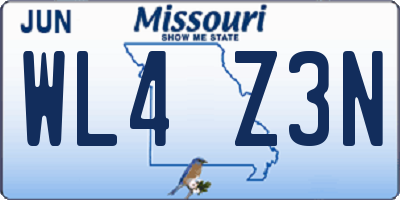 MO license plate WL4Z3N