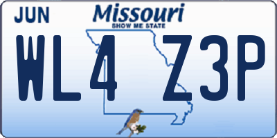 MO license plate WL4Z3P