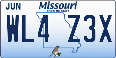 MO license plate WL4Z3X