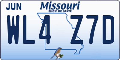 MO license plate WL4Z7D