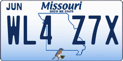 MO license plate WL4Z7X