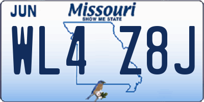 MO license plate WL4Z8J