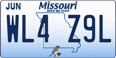 MO license plate WL4Z9L