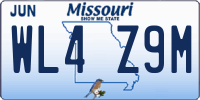 MO license plate WL4Z9M