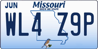 MO license plate WL4Z9P