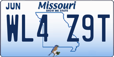 MO license plate WL4Z9T