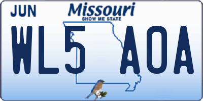 MO license plate WL5A0A
