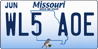MO license plate WL5A0E