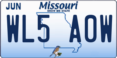 MO license plate WL5A0W